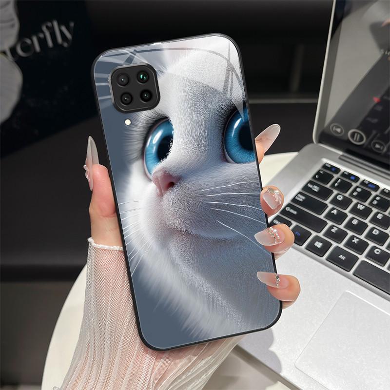 For Huawei P40 Lite Phone Case JNY-LX2 JNY-LX1 Trendy Fantasy Design Tempered Glass Bumper For Huawei Nova 7i 6 SE Back Coversse