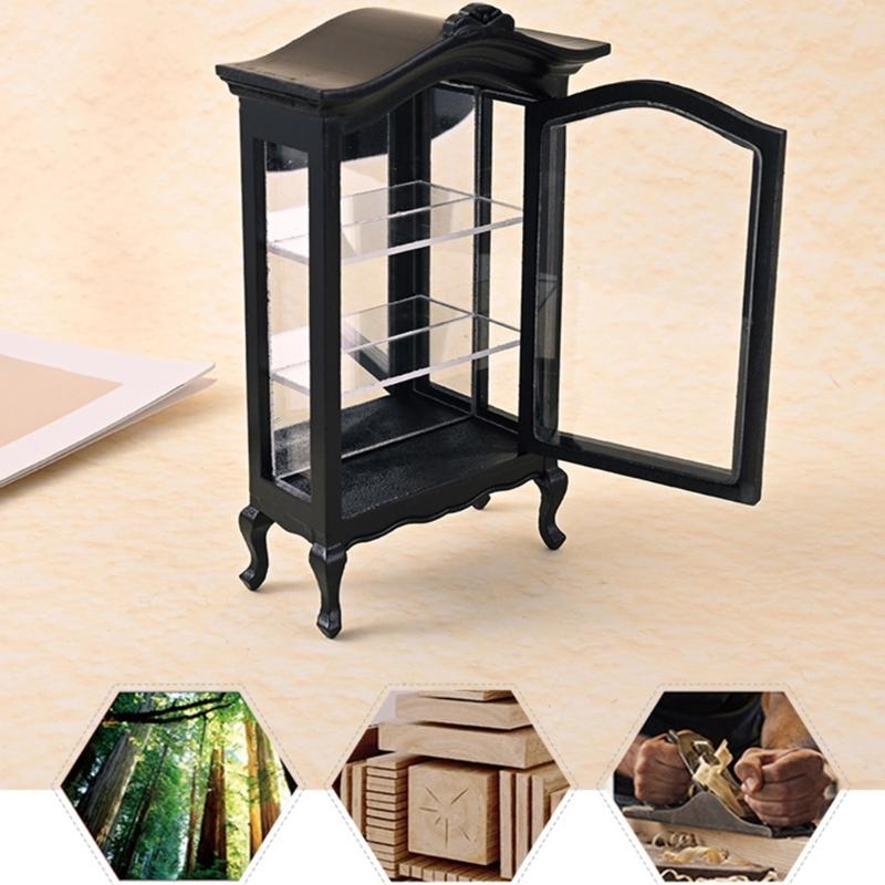 Классический деревянный миниатюрный шкаф для хранения для кукольных домиков 1/12, аксессуары, декоративная полка для демонстрации для проекта крафт-модели