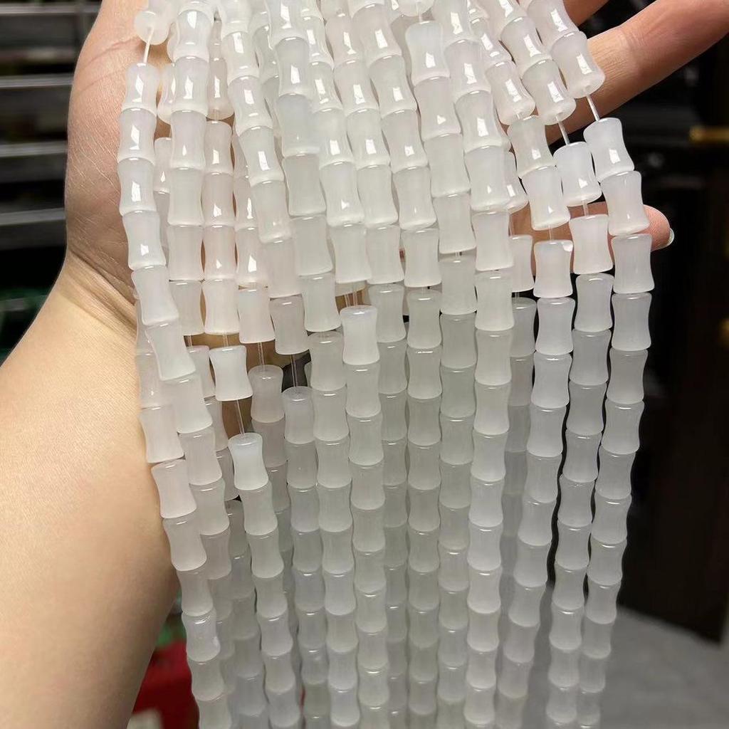 Сделай сам Разноцветные 8x12 мм Бусины в форме бамбукового сустава: Натуральный белый, зеленый, розовый, серый авантюрин для имитации нефритовых браслетов и ожерелий