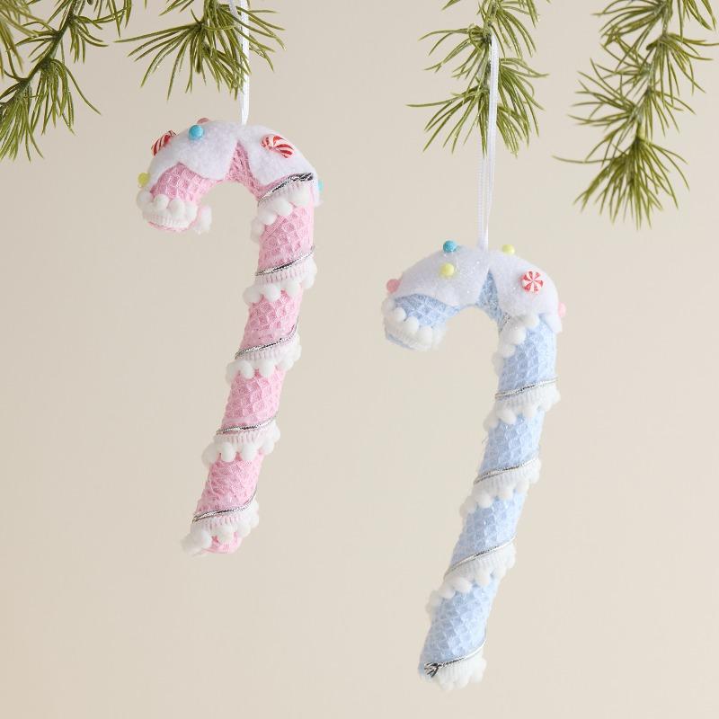 Christmas decorations Festive flannel cane candy Christmas tree pendant ins Internet celebrity pendant ornament