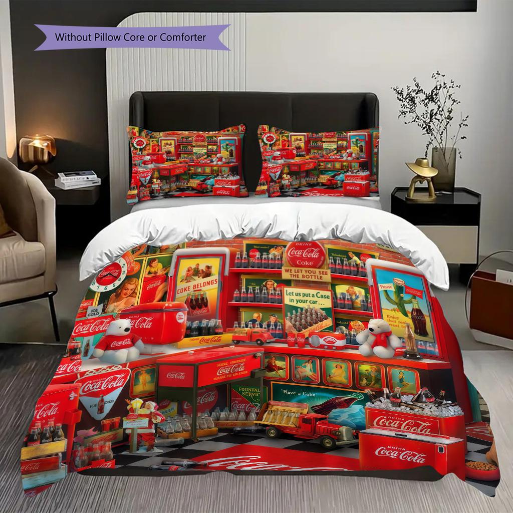 Timeless Elegance Cocacola'S Classic Design Threepiece Set 1 Duvet Cover 2 Pillowcase Without Core Christmas Birthday Gift