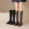 Мода 2024 года, винтажный стиль панк, женские сапоги до колена, модные туфли на толстом каблуке и платформе, лаконичные длинные женские сапоги