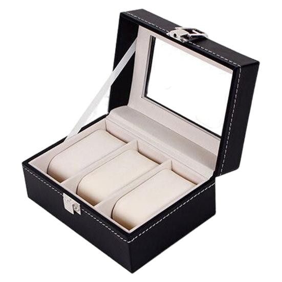 Коробка для часов со стеклянной крышкой Просторная внутренняя мягкая подкладка Водонепроницаемый компактный размер Портативная коробка для часов Органайзер Чехол для хранения ювелирных изделий