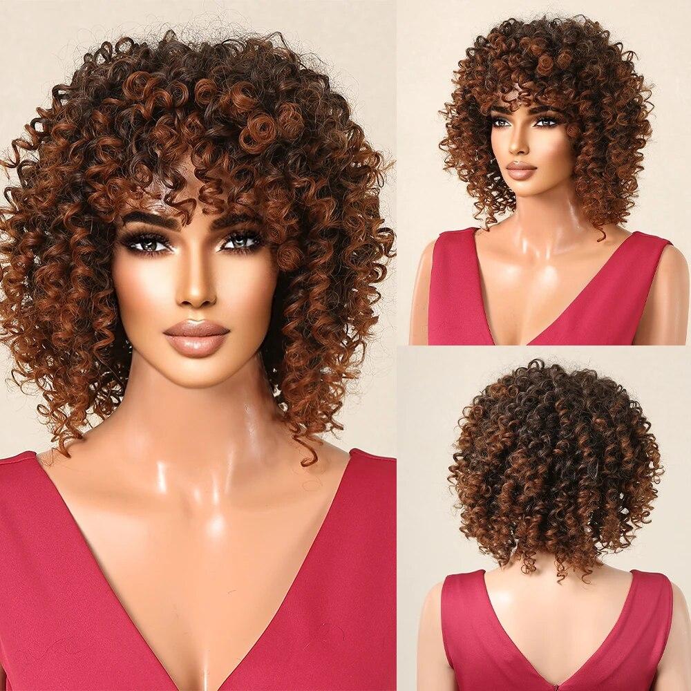 Короткие блондинки вьющиеся афро японские высококачественные парики из волокна для женщин вьющиеся черные женские парики с челкой повседневный парик для косплея