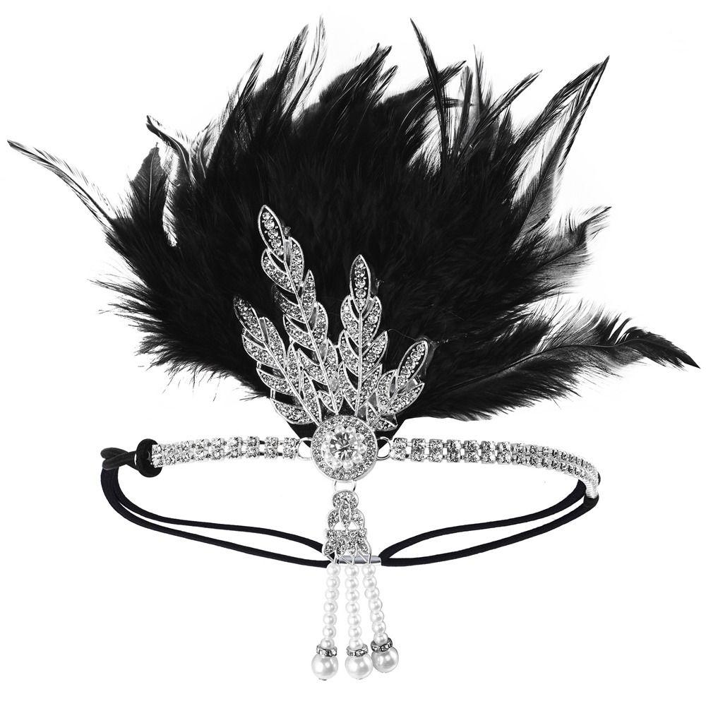 Gatsby Cosplay Dress Headwear Korean Style Headband Feather Headwear Masquerade Party Accessories Sequin Hair