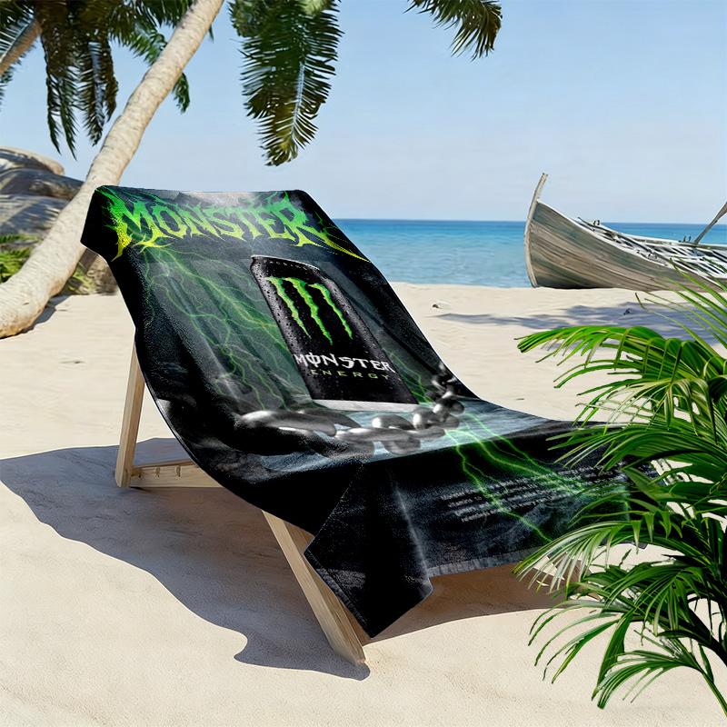 Логотип Напитка Monster Energy Пляжное Полотенце Пляжное Полотенце Для Фотографий В Отпуске Пляж Морской Берег Бассейн На Открытом Воздухе Полотенце Для Бассейна Пикник На Открытом Воздухе Пляжный Коврик Комфорт Мода
