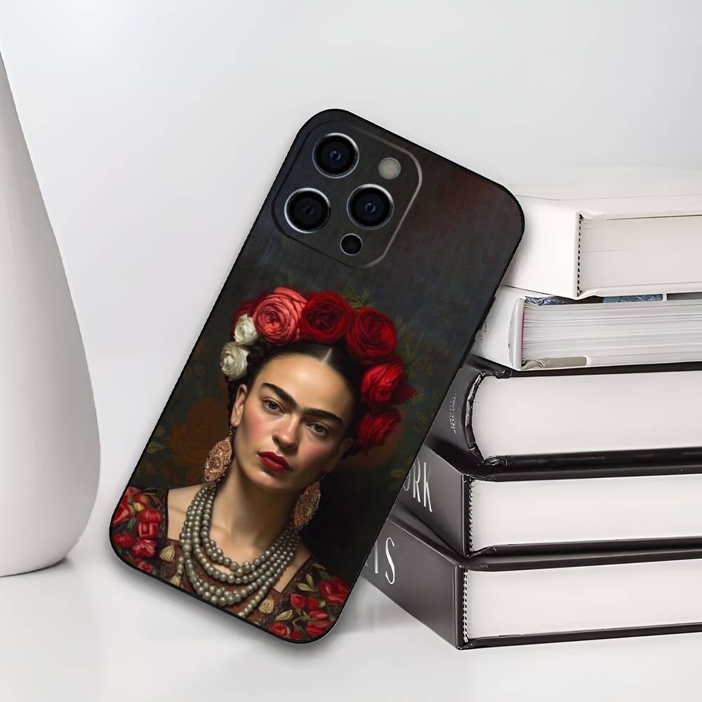 Чехол для телефона с рисунком Фриды Кало для iPhone 17,16,15,14,13,12,11 Plus,Pro Max,XS, Мягкий силиконовый черный чехол