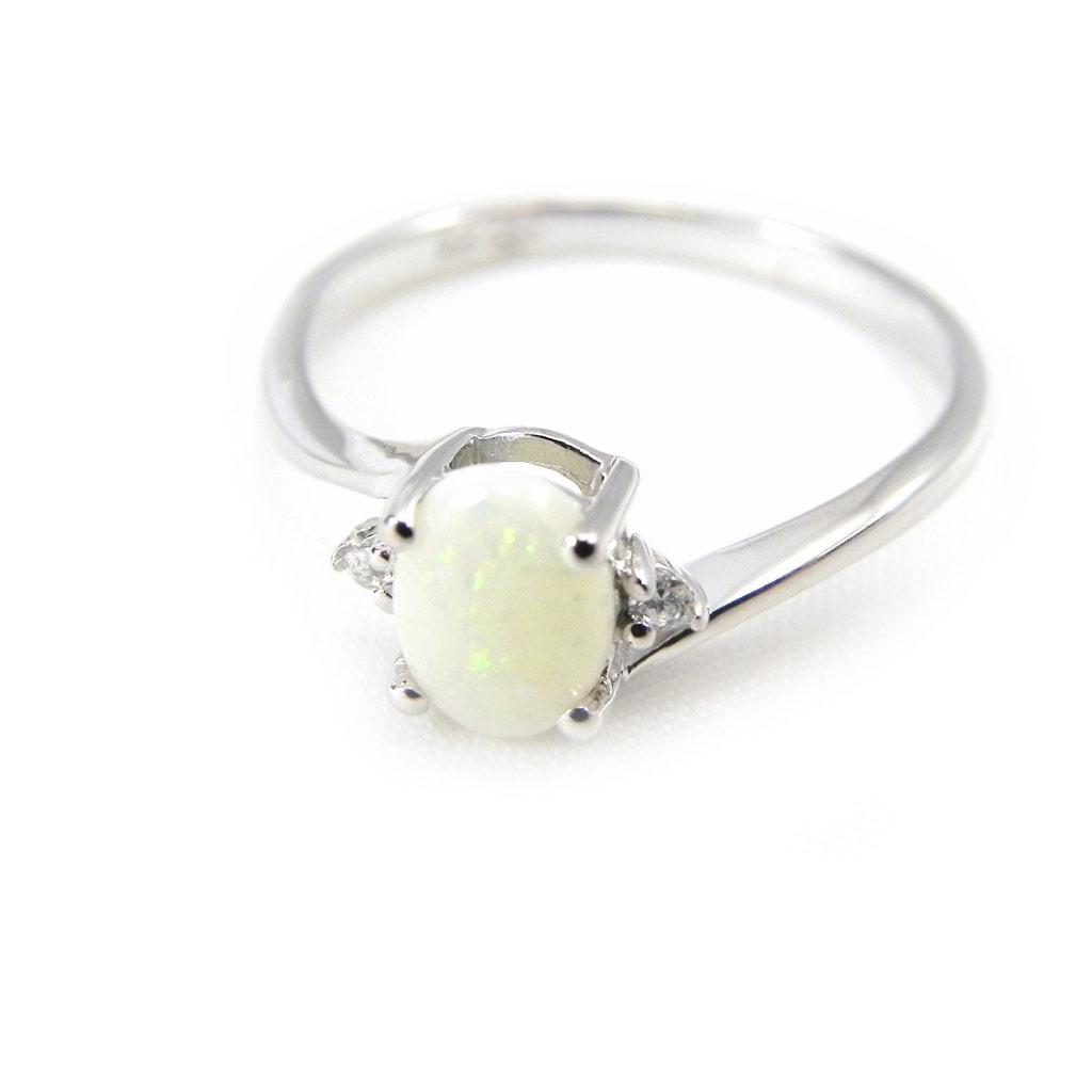 Серебряное кольцо 'Богиня Опала' Белое серебро (родий) - 7 мм