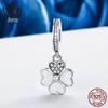 Everle Korea Four-Leaf Clover 925 Sterling Silver Pendant with Inlaid Diamonds (SCC259)