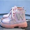 Кожаные ботильоны для девочек на платформе, женская осенне-зимняя обувь, детские короткие сапоги в готическом стиле