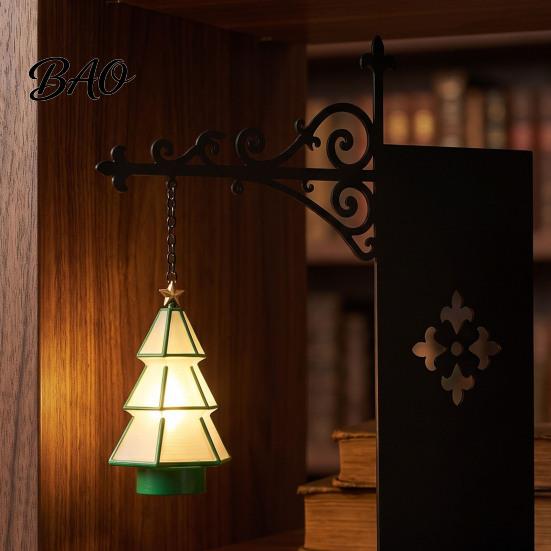Holiday Tabletop Ornament Christmas Tree Bookshelf Lantern, Vintage Iron Wall Hanging Decor, LED Warm Festive Room Decoration Light Bookend Ornament,