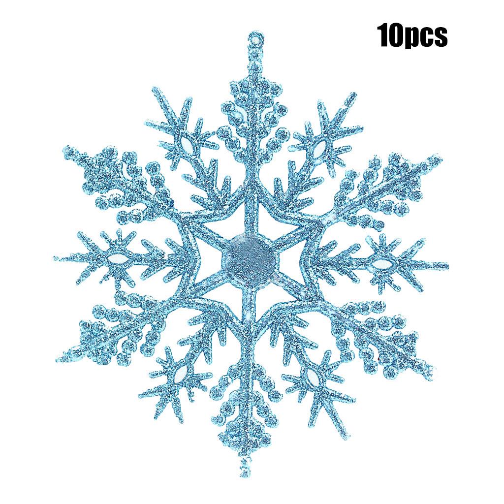 10Pcs Glitter Snowflake Christmas Ornaments Tree Hanging Decoration 10cm