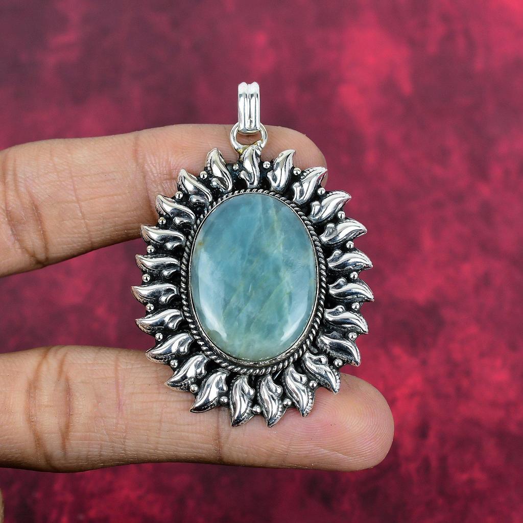 Аквамарин 925 сплошной серебряный кулон, кулон ручной работы с драгоценными камнями, подарки для жены абсолютно новый кулон