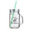 [Q0477] - Mason Jar Glass 'Messages' Green (I Can't I Have a Deckchair) - 45 Cl