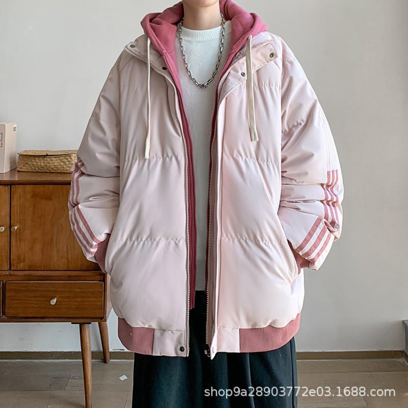 Mens Hooded Puffer Jacket Winter Warm Loose Cotton Coat Teens Casual Streetwear