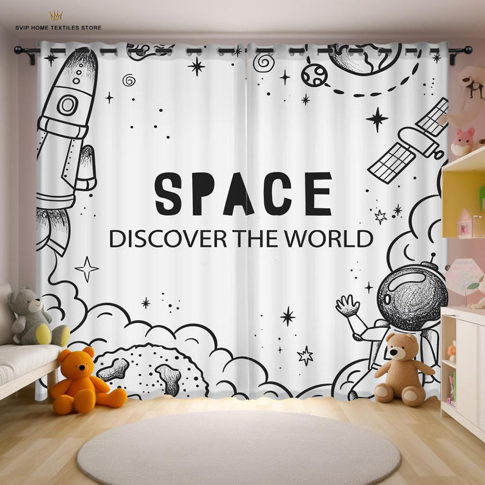 3D-печать Ракета Космос Астронавт Шторы, Спальня, Гостиная, Затенение Окна, Уличные Декоративные Цветы,