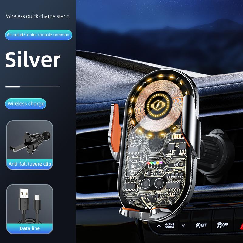 Автоматический зажим, автомобильный держатель с беспроводной зарядкой, 15 Вт, быстрое светодиодное зарядное устройство Qi, зарядное устройство для мобильного телефона, автомобильное крепление для Iphone14pro 14 13 12
