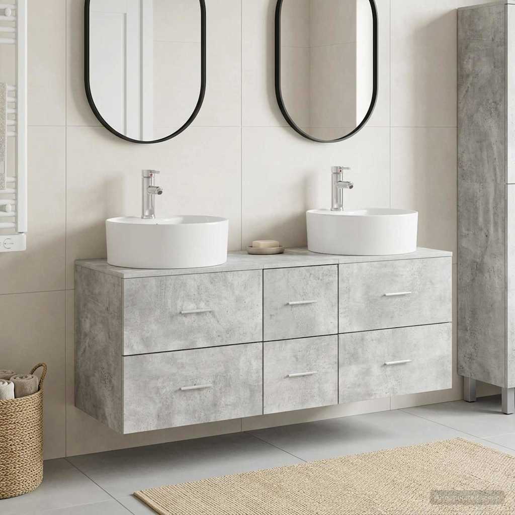 Bathroom Furniture Set 3 Pieces Concrete Grey 129 x 44.5 x 80 cm