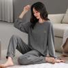 Женская термопижама из немецкого бархата, осенне-зимняя, с длинным рукавом, для дома, зимний тонкий бархатный свободный повседневный костюм
