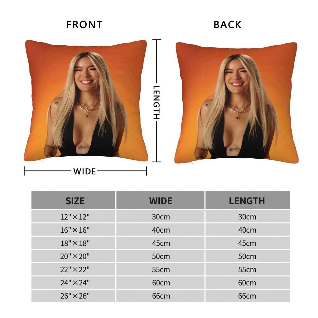 Karol G Tropicoqueta New Album Pillowcase Polyester Cushion Cover Decor Verano Rosa Throw Pillow Case Cover Home Square 40X40Cm