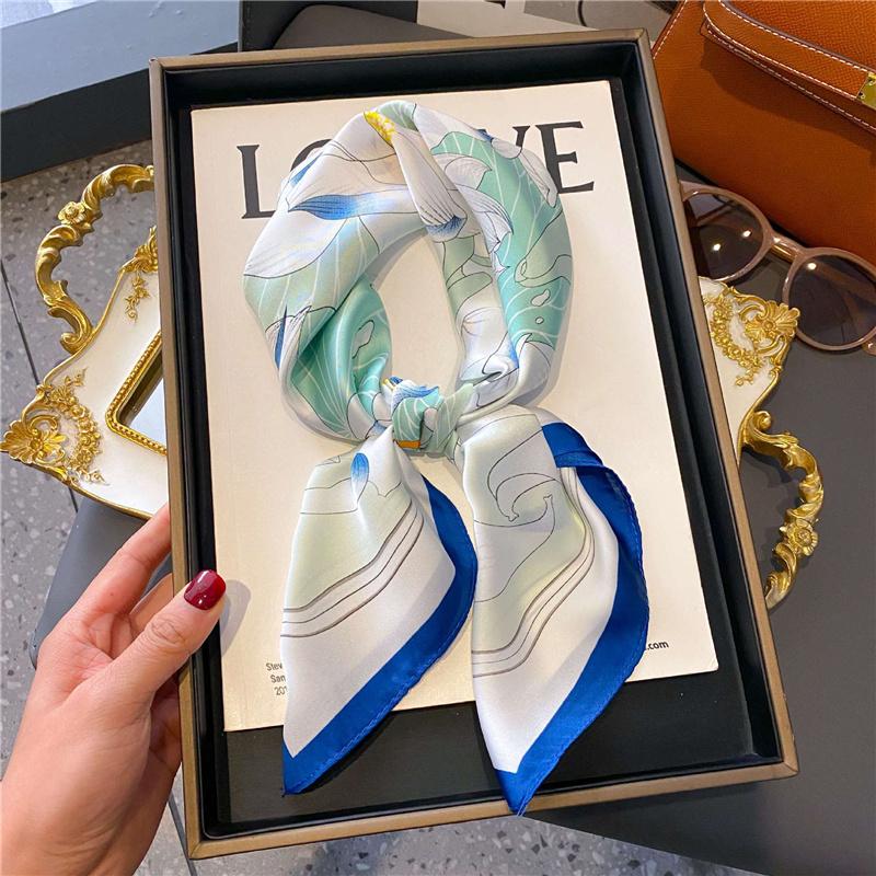 70*70cm Silk Shawl Square Printed Scarf Women Satin Neck Hair Band Soft Neckerchife Kerchief Bandana Foulard