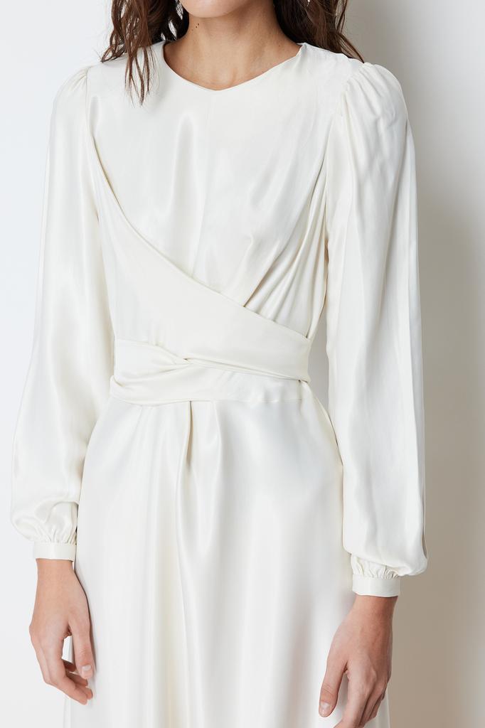 Женская мода новое вечернее платье в стиле хиджаб цвета экрю двубортное детальное свадебное длинное вечернее платье для особого дня