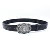 Western Denim Belt Silver Bull Head Big Board Buckle Vintage Men'S Punk Hip Hop Pu Leather Belt