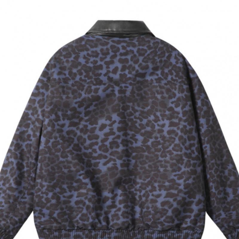 Унисекс Ретро Куртка из Кожи с Леопардовым Принтом - Модная, Свободного Кроя Уличная Одежда