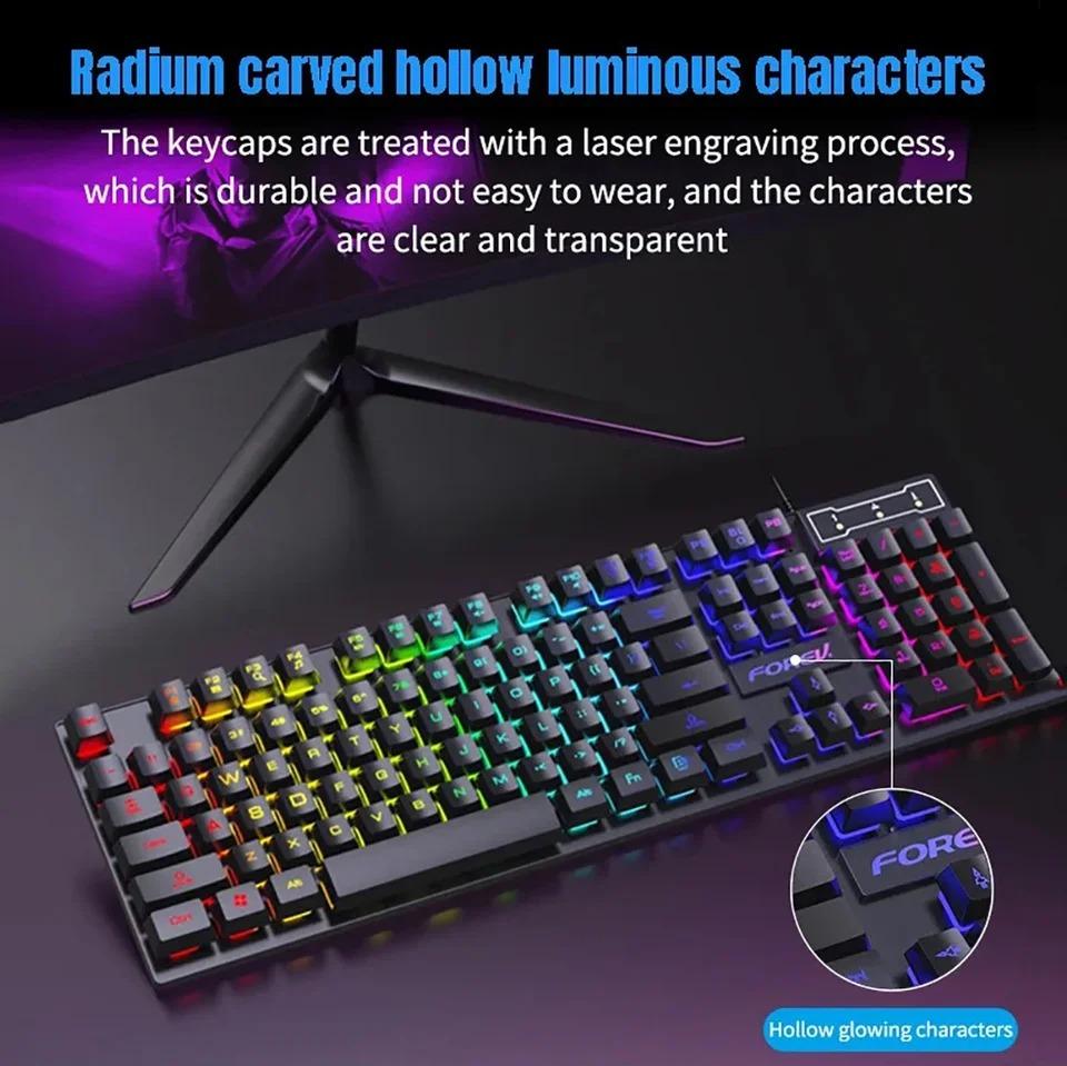 Wire Keyboard 104 Keys Gaming Keyboard RGB Backlit Luminous Mechanical Keyboard for Desktop Computer PC