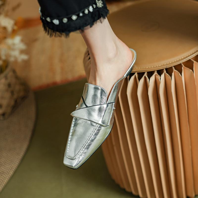 Muller Тапочки женские туфли-лодочки с квадратным носком из натуральной кожи тапочки весна-лето лаконичные повседневные рабочие туфли женские новое поступление