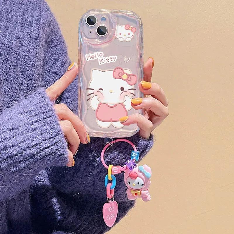 Cartoon Hello Kitty Bracket Pendant Case For Xiaomi Redmi Note 15 Pro 5G 15C 15 14C 13C Note 14 13 12 Pro Plus A7 Pro 5G Casing
