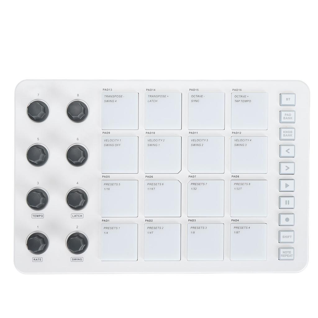 Беспроводной MIDI-контроллер с 16 RGB-пэдами и 8 вращающимися ручками USB Beat Maker Machine для