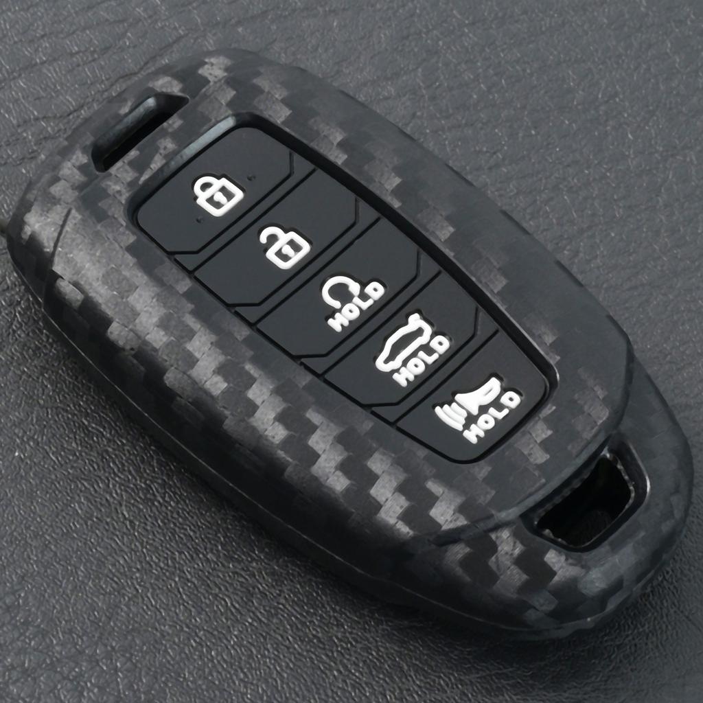 Брелок для ключей из углеродного волокна, чехол для автомобильного пульта дистанционного управления, чехол для брелока, держатель для защиты Hyundai Palisade Elantra 2021 2020 2019, автозапчасти