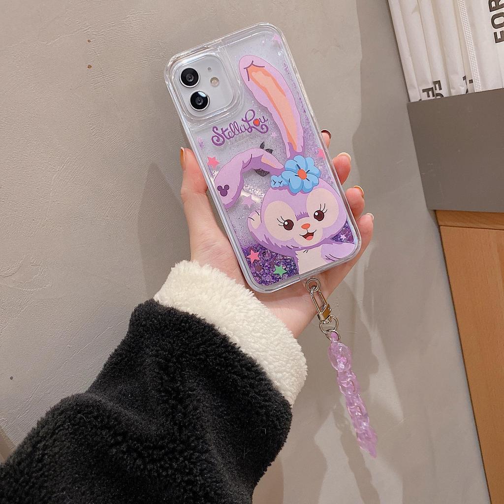 Чехол для iPhone с блестками Quicksand Ballet Rabbit для Apple 11, 12, 13 Pro Max, X со шнурком