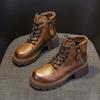 2025 New Internet Celebrity Autumn Leather Martin Boots Women's Platform Ins British Style Short Boots Spring and Autumn Thin Boots