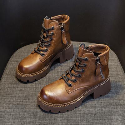 2025 новые осенние кожаные ботинки Мартин, ставшие популярными в интернете, женские ботинки на платформе в британском стиле, короткие ботинки, весенне-осенние тонкие ботинки