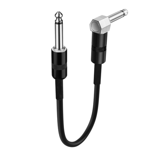 15cm Patch Cables for Guitar Effects Pedals, Black, L-S Plug, 6in/15cm, 1 Cable