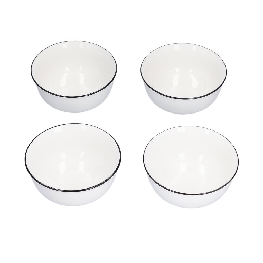 4PCS 6in Soup Bowl White Ceramic Noodle Bowl Eco Friendly Rice Bowl for Kitchen Restaurant