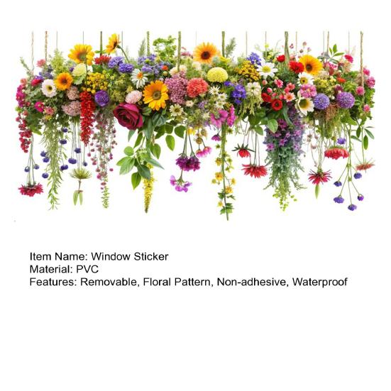 Цветы Весна Оконные наклейки Съемные анти-столкновения Наклейки на окна Водонепроницаемые статические наклейки для украшения стеклянных окон и дверей
