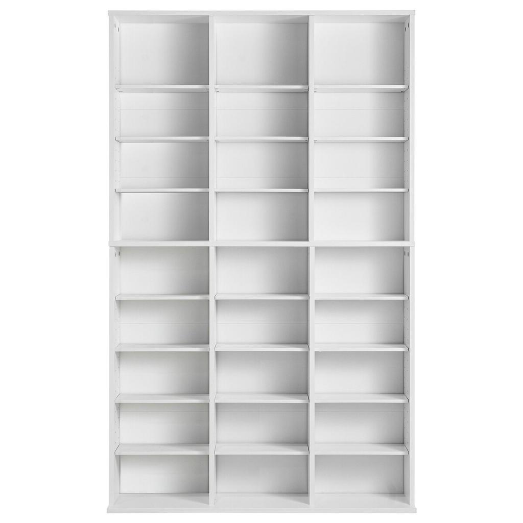 Media Storage Cabinet 9 Layers Adjustable DVD Shelves Holds 756 CDs White