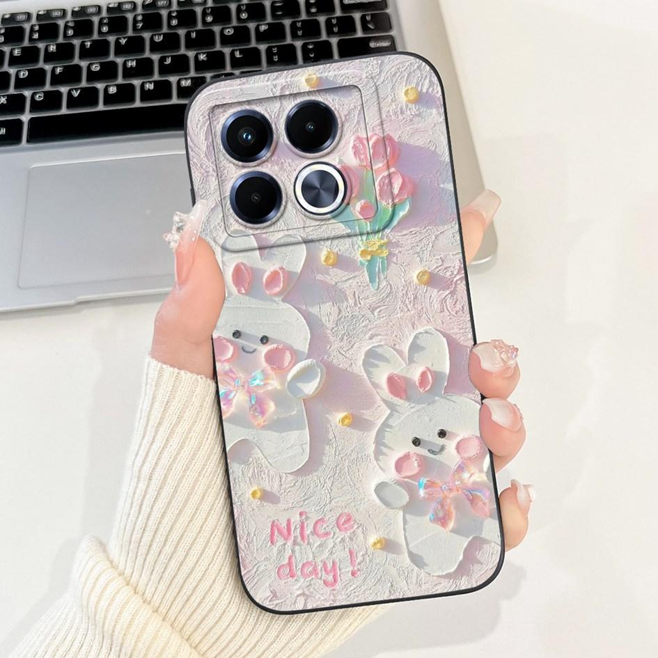 For Infinix Note 40 5G Case Cartoon Rabbit Flower Anti Slip Bumper Soft Silicone Cover For Infinix Note40 X6852 X6851 Phone Case