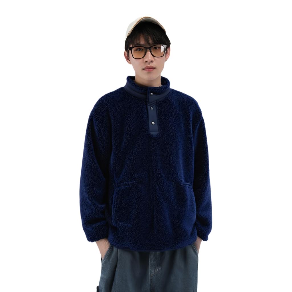 Uniqlo Флисовая свободная толстовка унисекс X White Mountaineering Collaboration Индиго 443221-69
