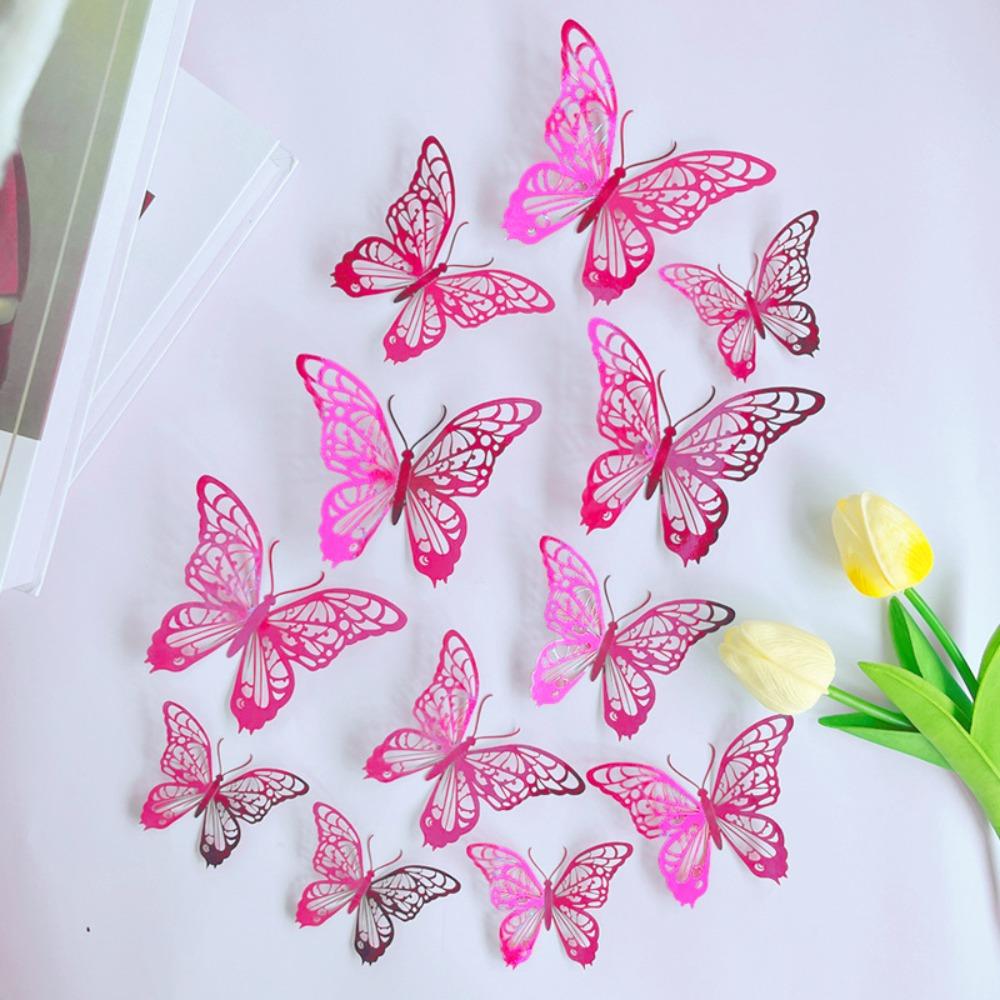 12 шт./набор красочных 3D-бабочки, настенный декор, сделай сам, имитация бабочек, украшения для дома