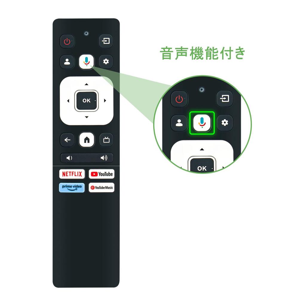 Пульт дистанционного управления PerFascin Substitute подходит для телевизоров без тюнера FPD, тип 32 В, тип 40 В, FHD, Google TV, безрамочный ЖК-телевизор, поддержка голосового поиска CG32-P2 CG43-P2