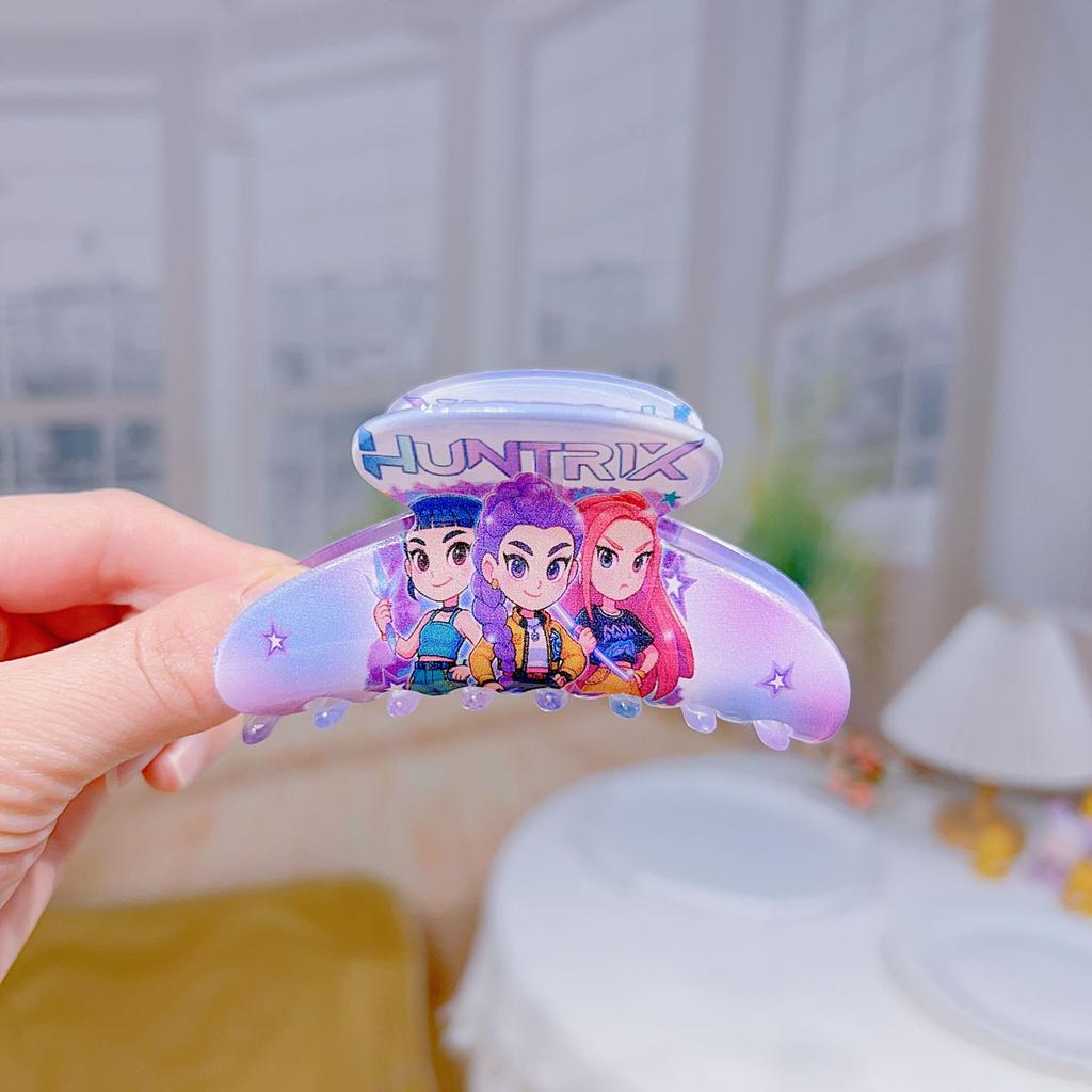 Cute Anime Witch Kpop Demon Hunter Claw Hair Clips Plastic Hair Claw Clips Girly Heart Design Hair Styling Accessories For Girls