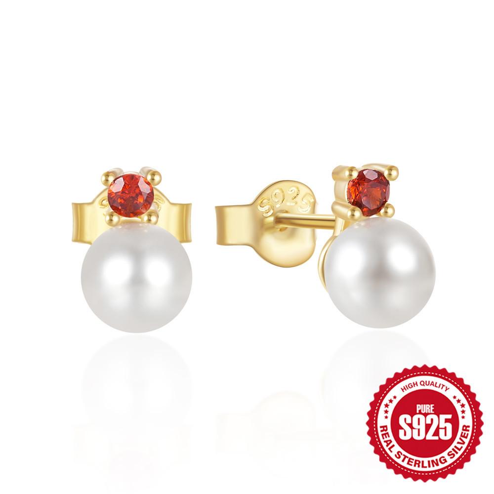 Простые серьги-пусеты из стерлингового серебра S925 с жемчугом и цирконом, нишевый дизайн, модные