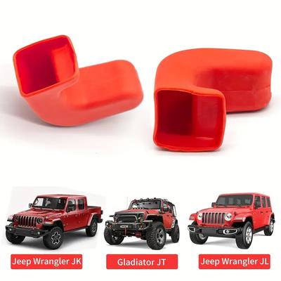 Защитные крышки буксировочных проушин бампера, 2 шт., для Jeep Wrangler JK JL Gladiator JT 2007-2025. Обеспечивают мягкую рукоятку для буксировочного троса при эвакуации. (черный)