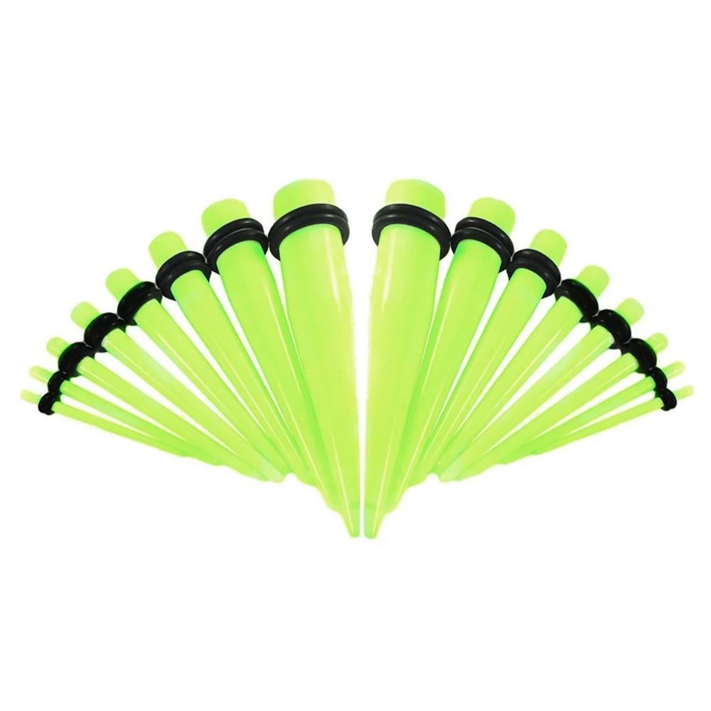 16 шт. Разноцветный акриловый конус для пирсинга уха, плаг, расширитель, 14G (1.6mm) - 00г (10мм) Набор для растягивания тоннелей в плоти