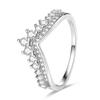 2023 Fashion Silver Plated Princess Tiara Crown Sparkling Love Heart Rings for Women Jewelry Anniversary Gift