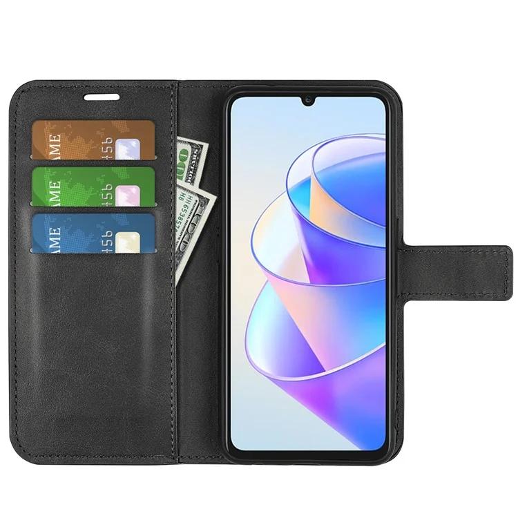 Cell Phone Case For Honor X7a 4G Wallet Square Magnetic Clasp Calf Texture Stand Phone Cover
